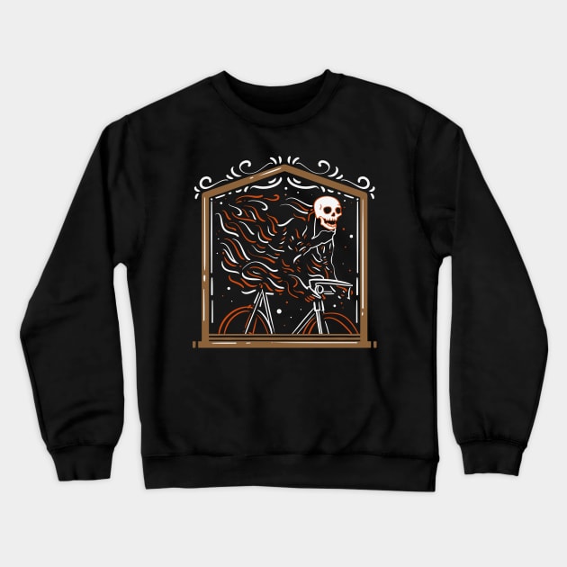 Cyclist Skeleton on fire - Funny Biking Gift Crewneck Sweatshirt by Shirtbubble